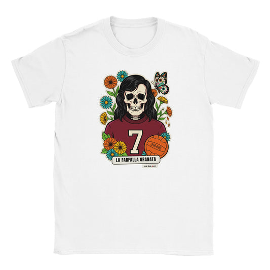 T-shirt bianca con la calavera La Farfalla Granata