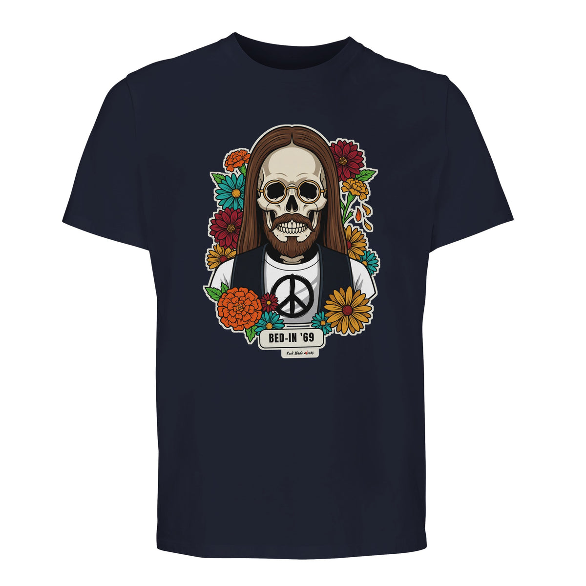 T-shirt Premium blu navy con la calavera Bed-In '69