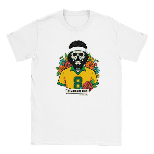 T-shirt bianca con la calavera Democracia 1982