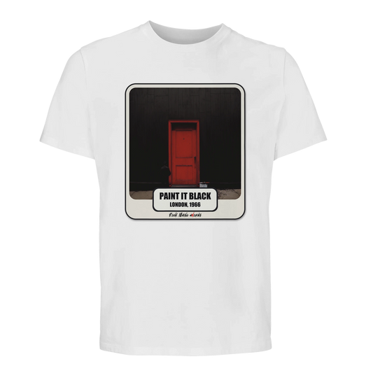 T-shirt premium bianco con la stampa Rock Art «Paint It Black»
