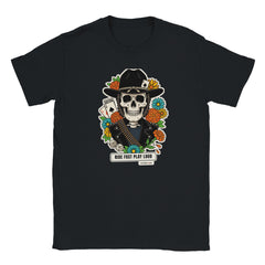 T-shirt nera con la calavera Ride Fast Play Loud