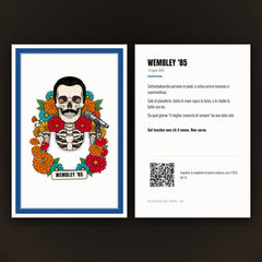 Calavera del Rock: fronte e retro della card 10 x 15 (Wembley '85)
