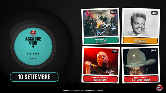 Accadde Oggi nel Rock - 10 settembre: KISS Alive!, Roy Brown, Paul Di'Anno degli Iron Maiden e Gatemouth Brown