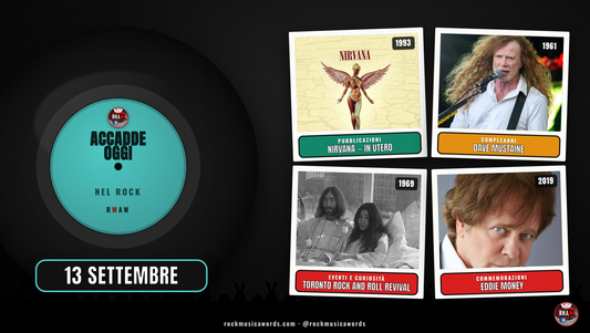 Accadde Oggi nel Rock - 13 settembre: In Utero dei Nirvana, Dave Mustaine, John Lennon a Toronto, Eddie Money