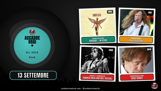 Accadde Oggi nel Rock - 13 settembre: In Utero dei Nirvana, Dave Mustaine, John Lennon sul palco, Eddie Money