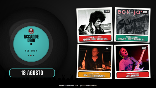 Accadde Oggi nel Rock, 18 agosto: Hendrix chiude Woodstock, Bon Jovi Slippery When Wet, Dan Peters dei Mudhoney, Jack Sherman
