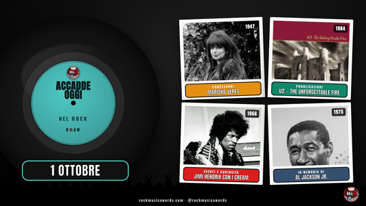 Accadde Oggi nel Rock - 1 ottobre: Mariska Veres, U2, Jimi Hendrix con i Cream, Al Jackson Jr.
