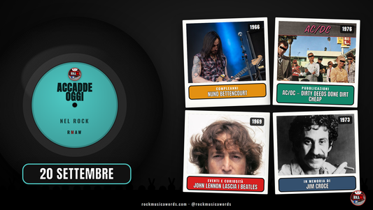 Accadde Oggi nel Rock 20 settembre: Nuno Bettencourt, AC/DC Dirty Deeds Done Dirt Cheap, John Lennon lascia i Beatles, Jim Croce