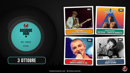 Accadde Oggi nel Rock - 3 ottobre: Stevie Ray Vaughan, Zenyatta Mondatta dei Police, Sinéad O'Connor, Woody Guthrie