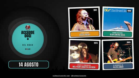 Accadde Oggi nel Rock 14 agosto: David Crosby, Blur contro Oasis, Neil Peart alla batteria, Allen Lanier
