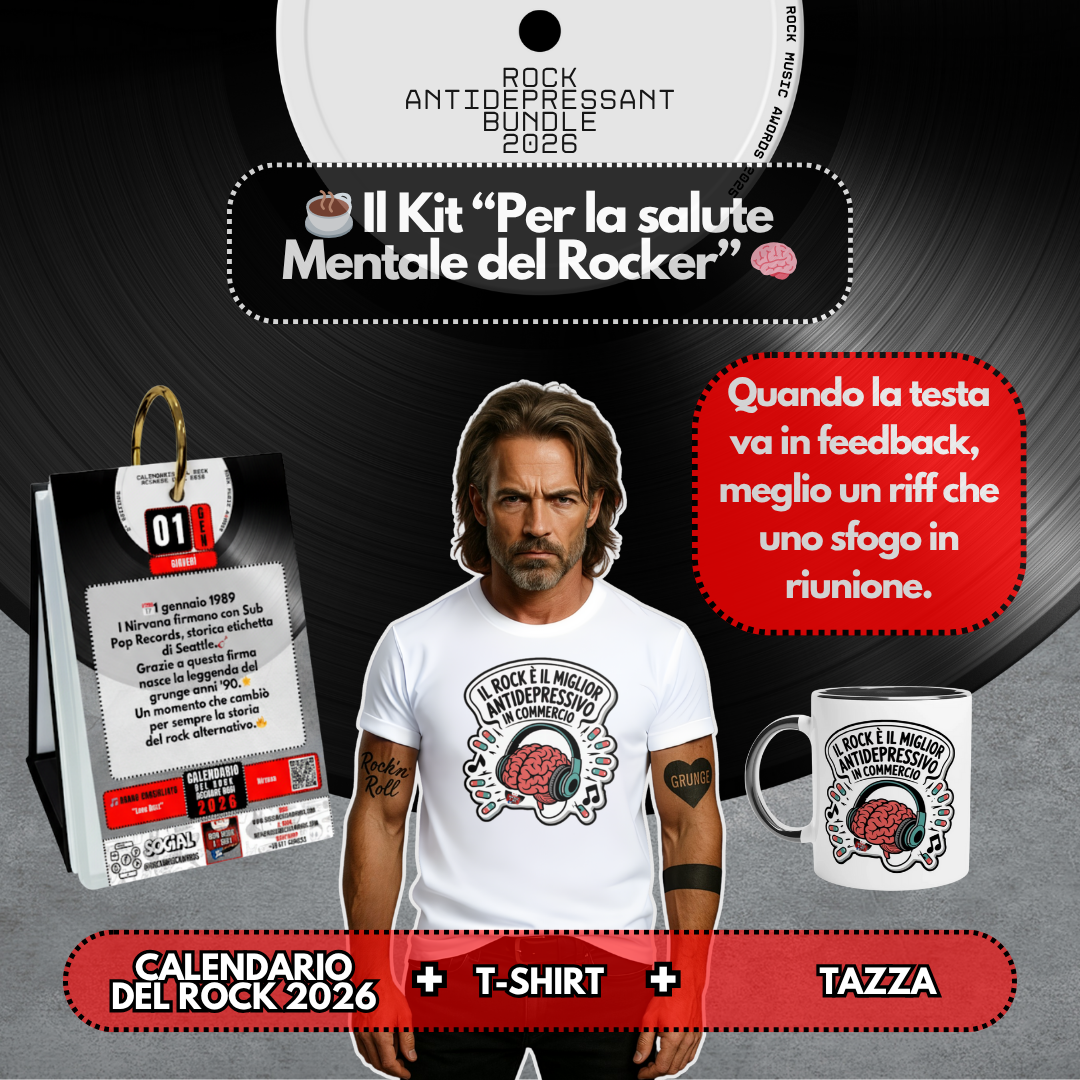 Kit "Antidepressivo Rock" – Calendario + T-Shirt + Tazza [IT]