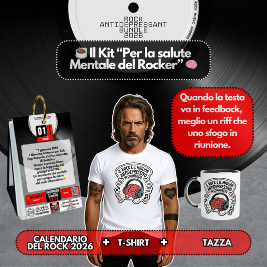 Kit "Antidepressivo Rock" – Calendario + T-Shirt + Tazza [IT]