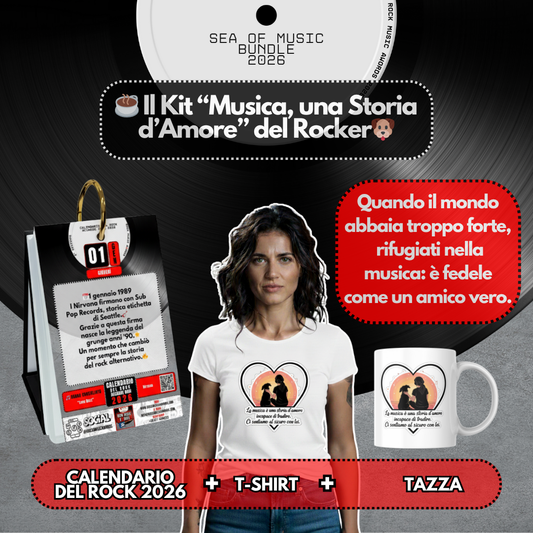 Kit "Storia d’Amore Rock" – Calendario + Maglia + Tazza [IT]