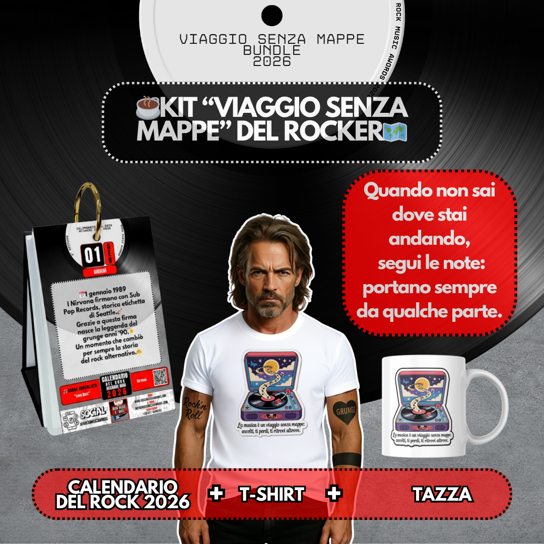 Kit “Viaggio Senza Mappe” – Calendario + Maglia + Tazza [IT]