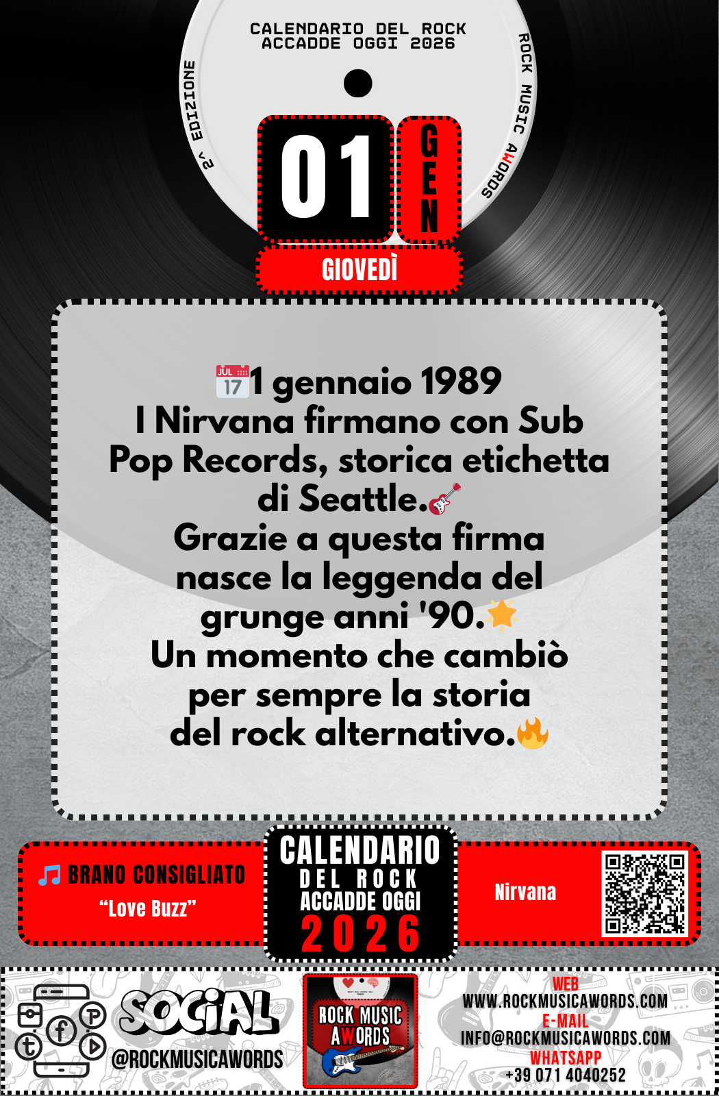 Calendario del Rock 2026 – 2^Edizione da Collezione con QR Code