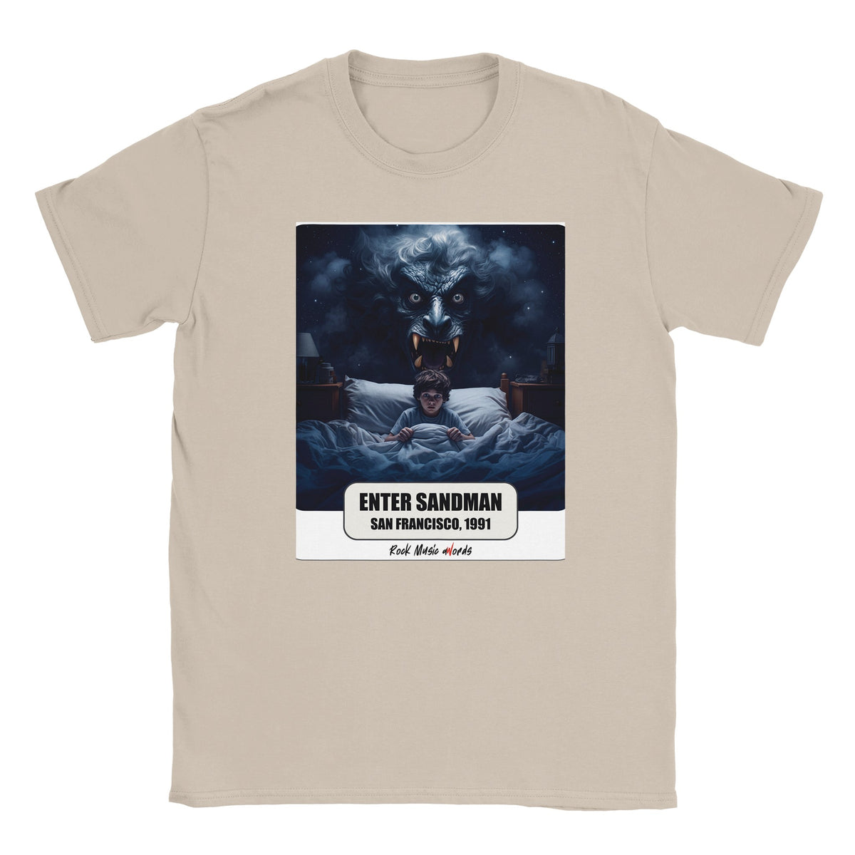T-shirt color sabbia con la stampa Rock Art «Enter Sandman – San Francisco, 1991»