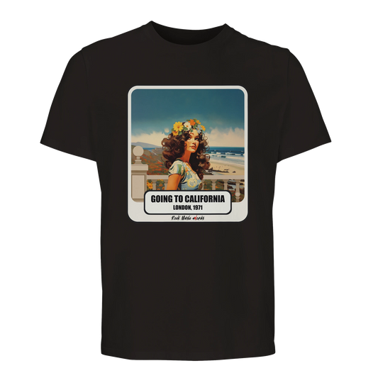 T-shirt premium nero con la stampa Rock Art «Going to California»