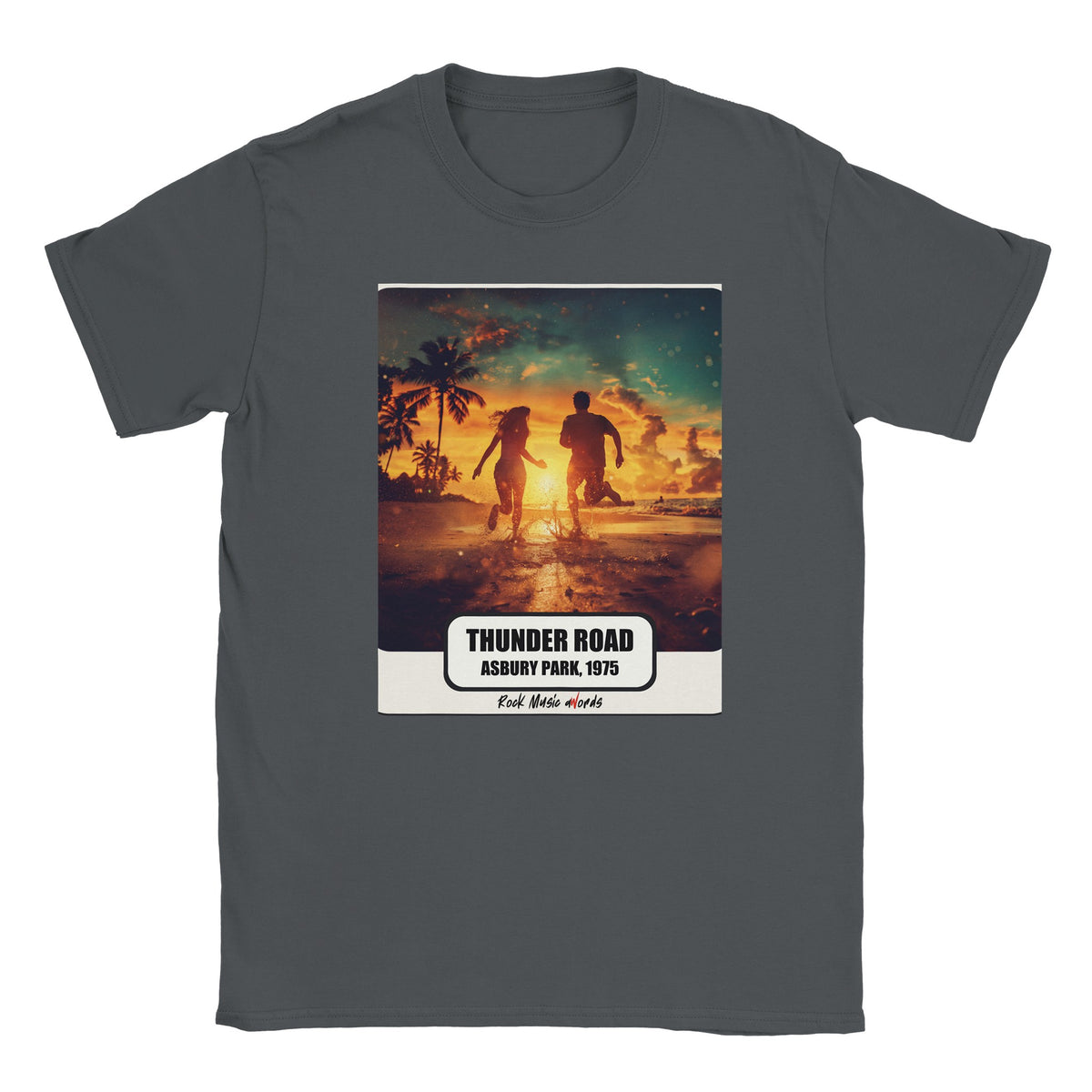 T-shirt grigio antracite con la stampa Rock Art «Thunder Road – Asbury Park, 1975»