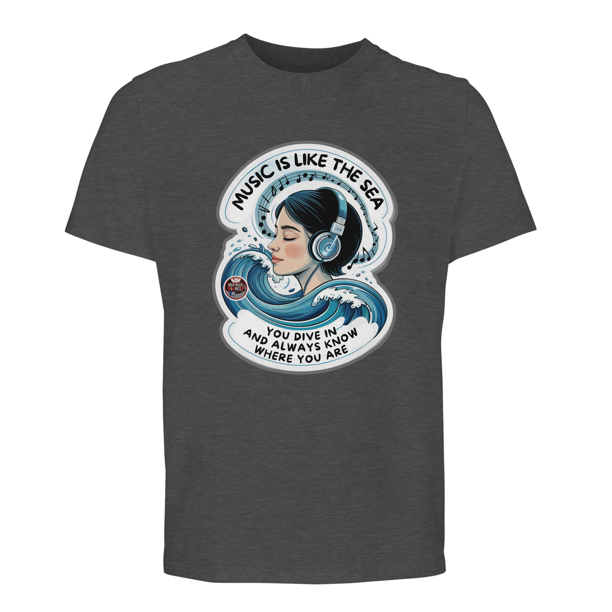 T-shirt Premium con lo slogan «Music is like the sea»