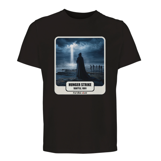 T-shirt premium nero con la stampa Rock Art «Hunger Strike»