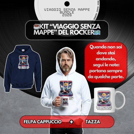 Kit Viaggio Senza Mappe – Felpa con Cappuccio + Tazza [IT]
