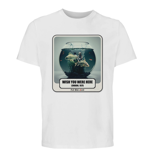 T-shirt premium bianco con la stampa Rock Art «Wish You Were Here»