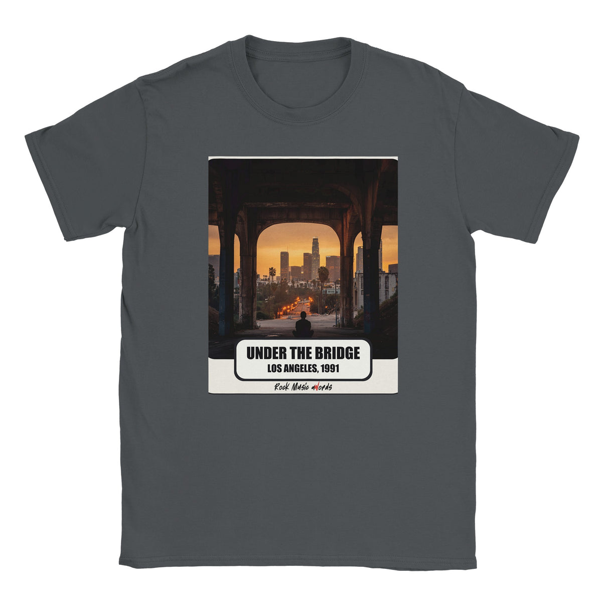 T-shirt grigio antracite con la stampa Rock Art «Under the Bridge – Los Angeles, 1991»