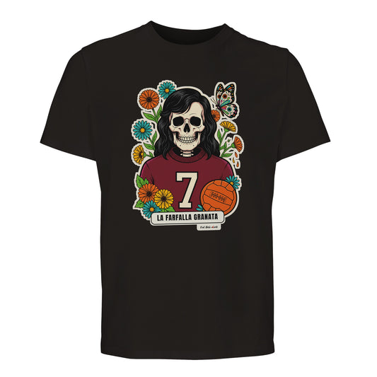 T-shirt Premium nera con la calavera La Farfalla Granata