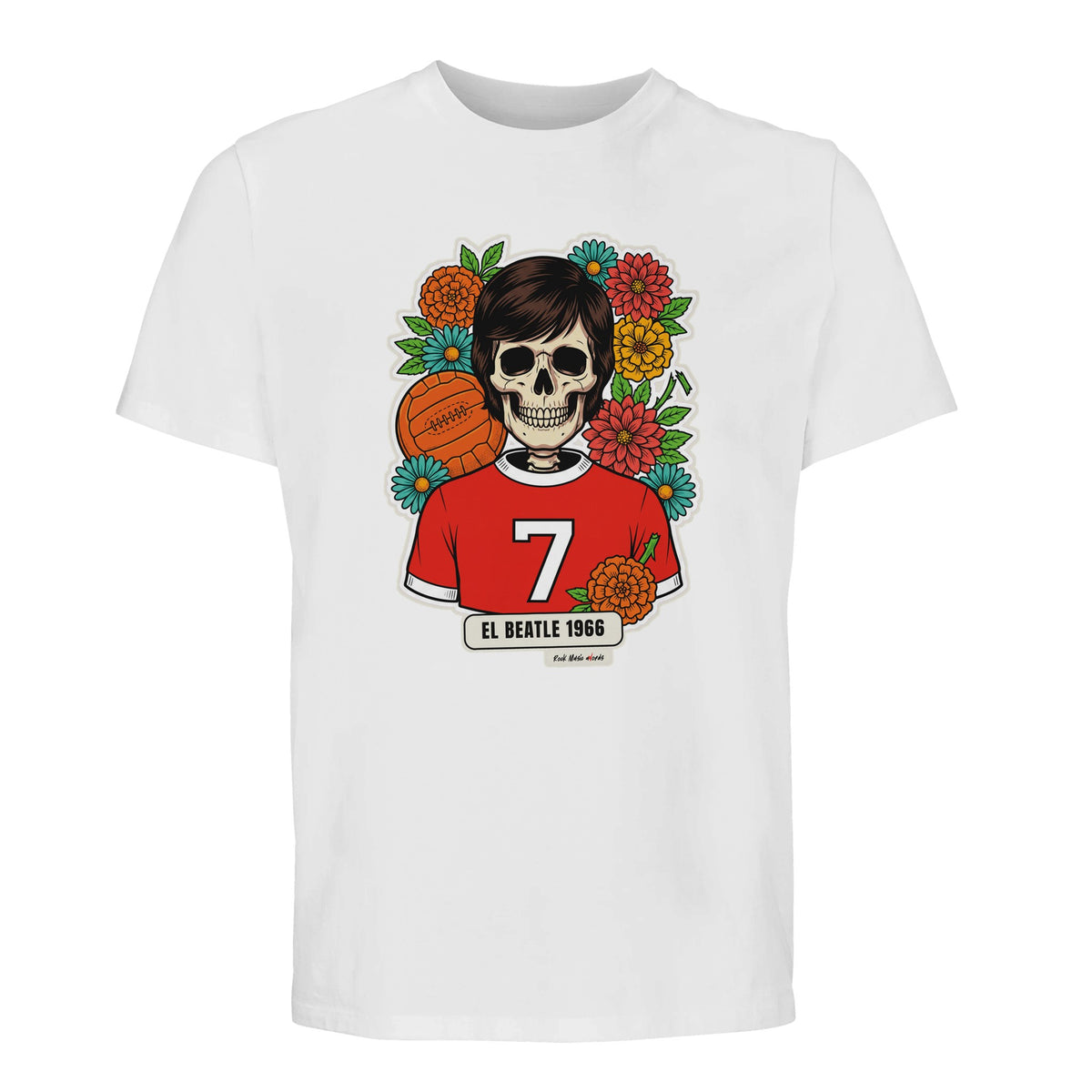 T-shirt Premium bianca con la calavera El Beatle 1966