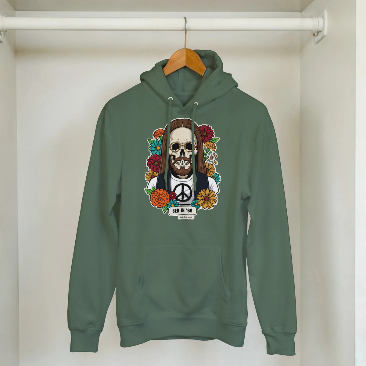 Felpa con cappuccio con la calavera Bed-In '69 – Calaveras del Rock