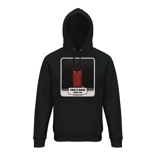 Felpa con cappuccio premium nero con la stampa Rock Art «Paint It Black»