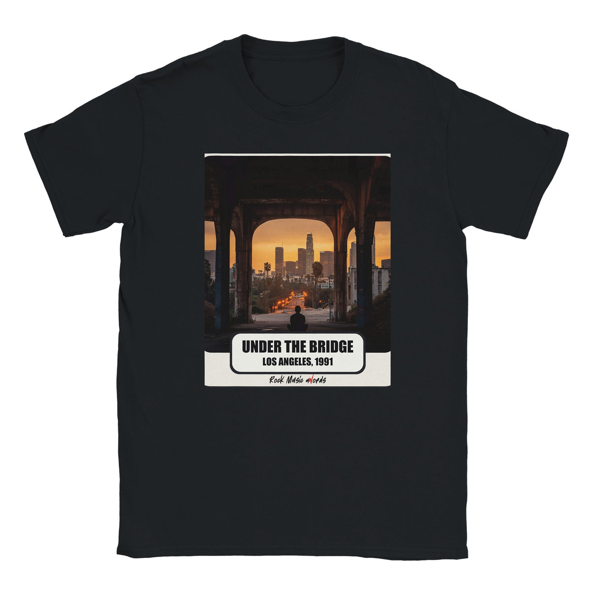 T-shirt nera con la stampa Rock Art «Under the Bridge – Los Angeles, 1991»
