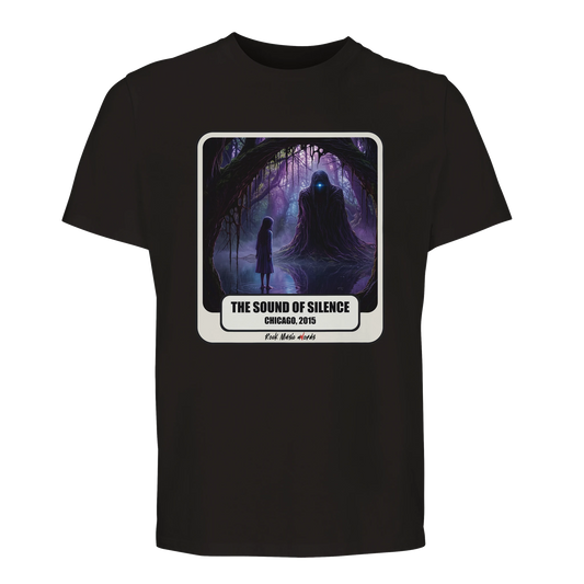 T-shirt premium nero con la stampa Rock Art «The Sound of Silence»