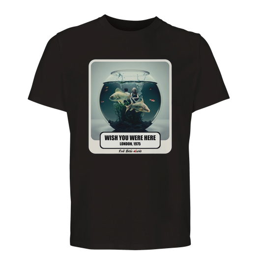 T-shirt premium nero con la stampa Rock Art «Wish You Were Here»