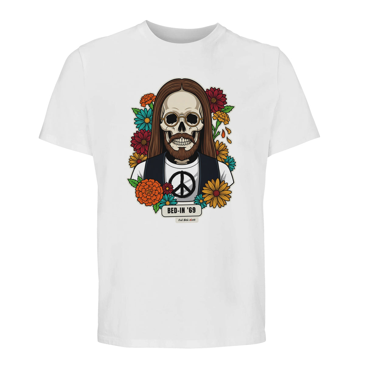 T-shirt Premium bianca con la calavera Bed-In '69