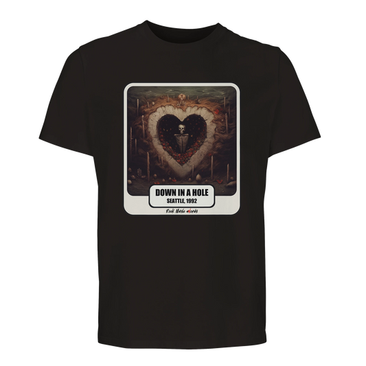 T-shirt premium nero con la stampa Rock Art «Down in a Hole»