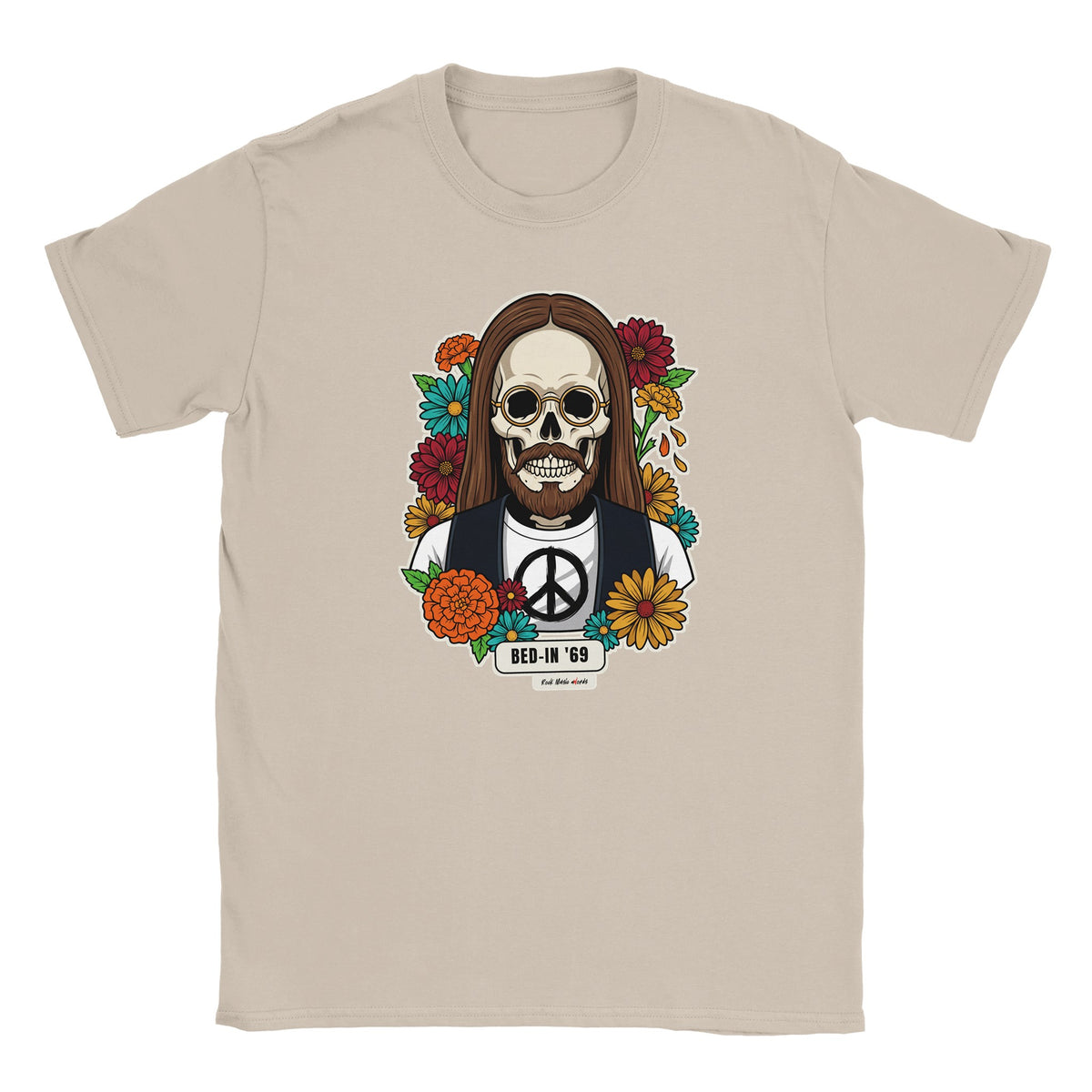 T-shirt color sabbia con la calavera Bed-In '69