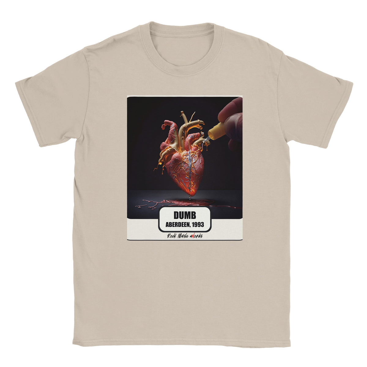 T-shirt color sabbia con la stampa Rock Art «Dumb – Aberdeen, 1993»