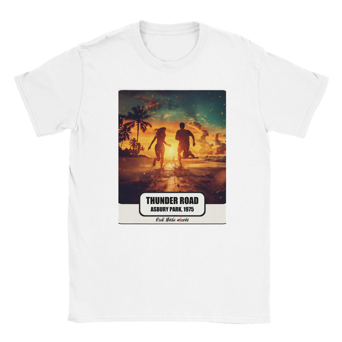 T-shirt bianca con la stampa Rock Art «Thunder Road – Asbury Park, 1975»