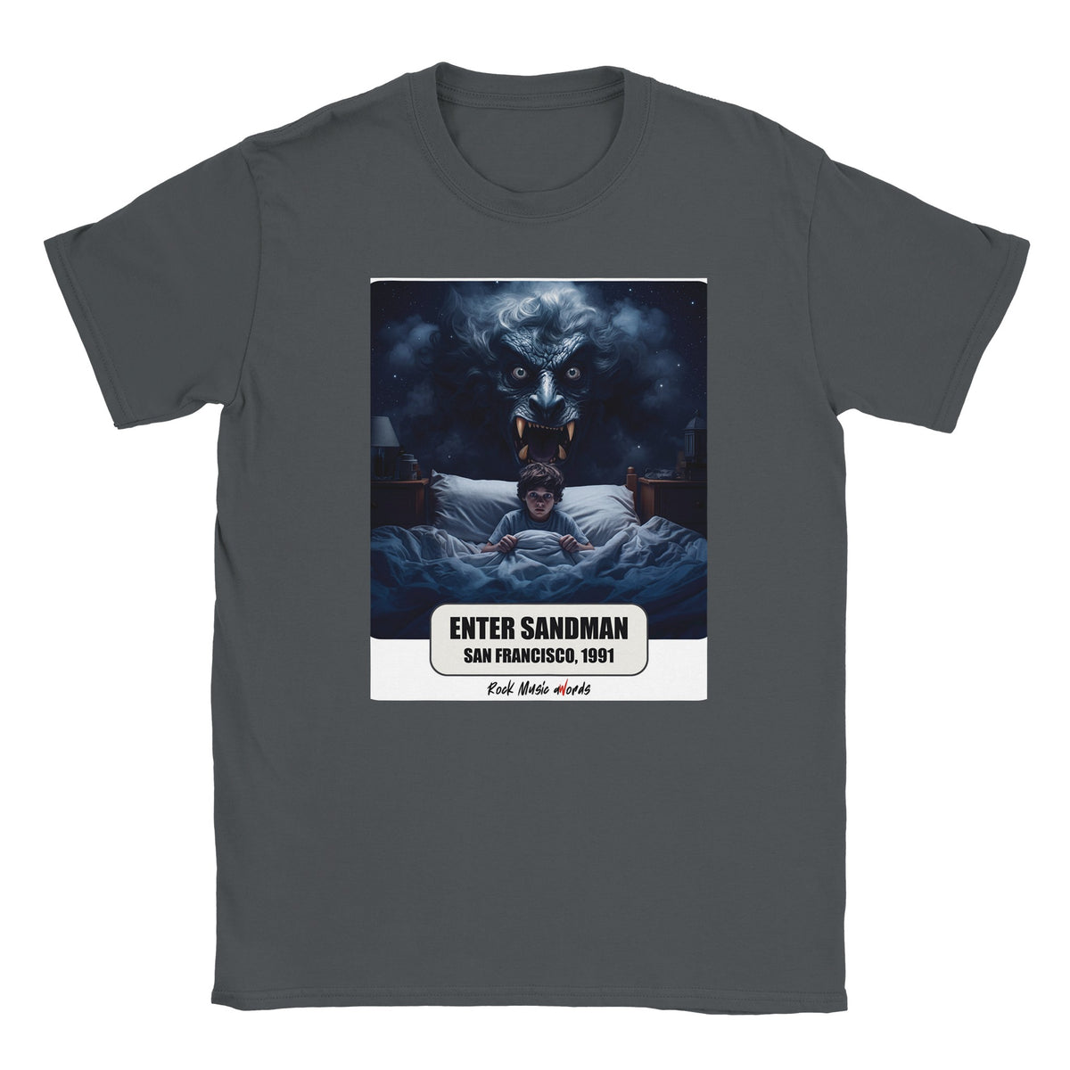 T-shirt grigio antracite con la stampa Rock Art «Enter Sandman – San Francisco, 1991»