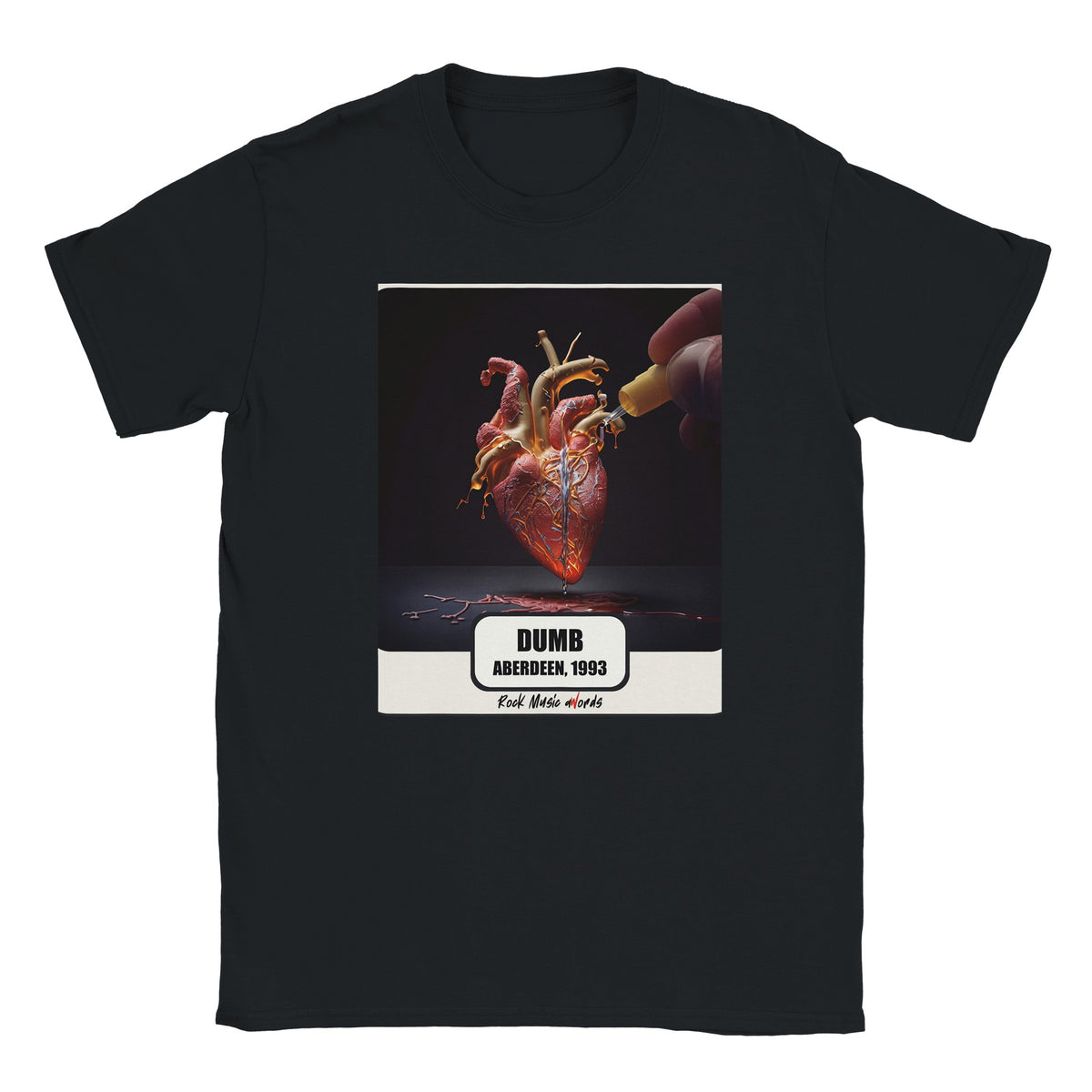 T-shirt nera con la stampa Rock Art «Dumb – Aberdeen, 1993»