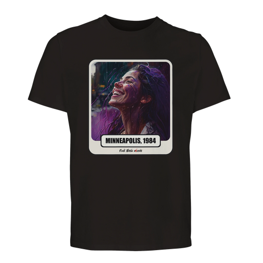 T-shirt premium nero con la stampa Rock Art «Purple Rain»