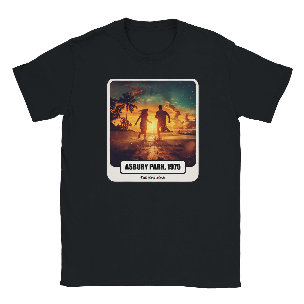 T-shirt Rock Art «Born to Run» (Asbury Park, 1975), colore Nero