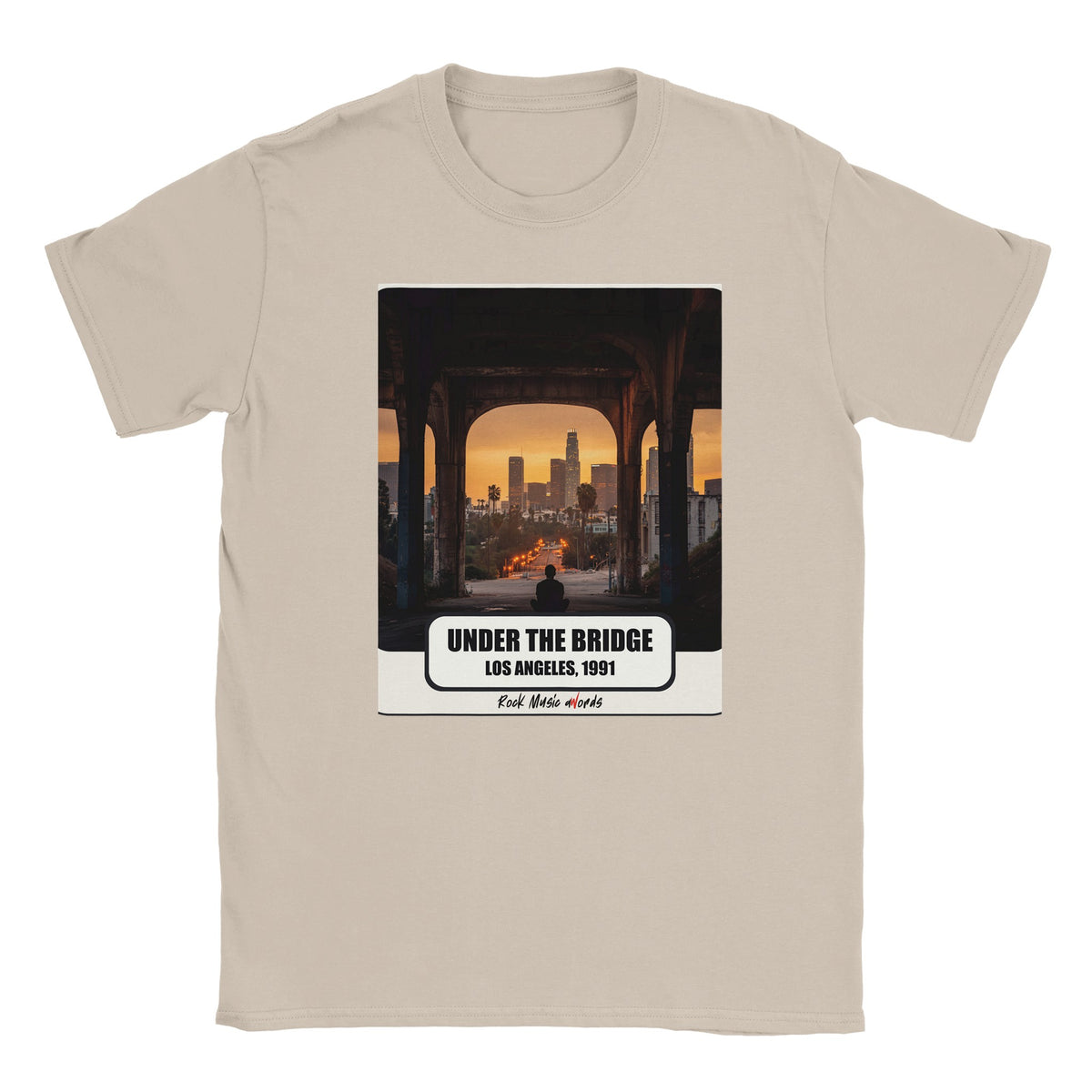 T-shirt color sabbia con la stampa Rock Art «Under the Bridge – Los Angeles, 1991»