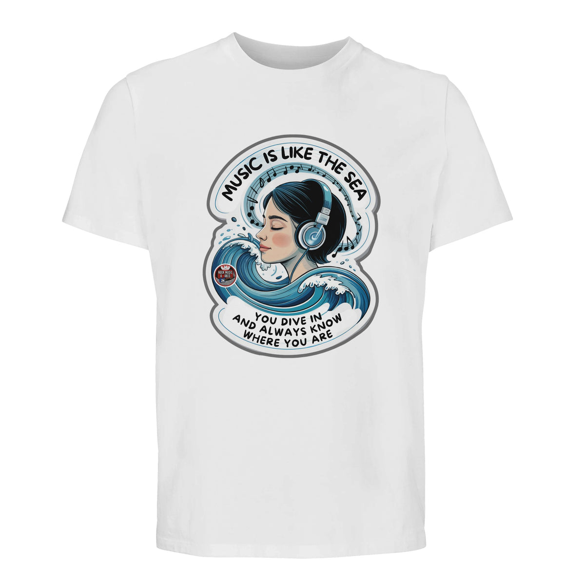 T-shirt Premium con lo slogan «Music is like the sea»