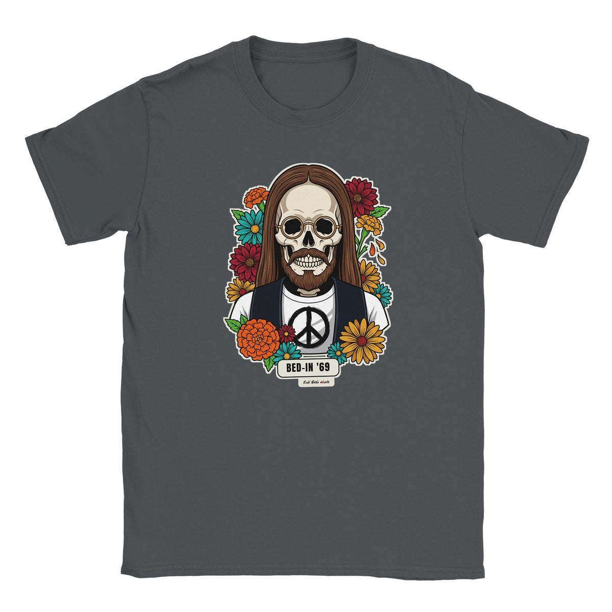 T-shirt grigio antracite con la calavera Bed-In '69