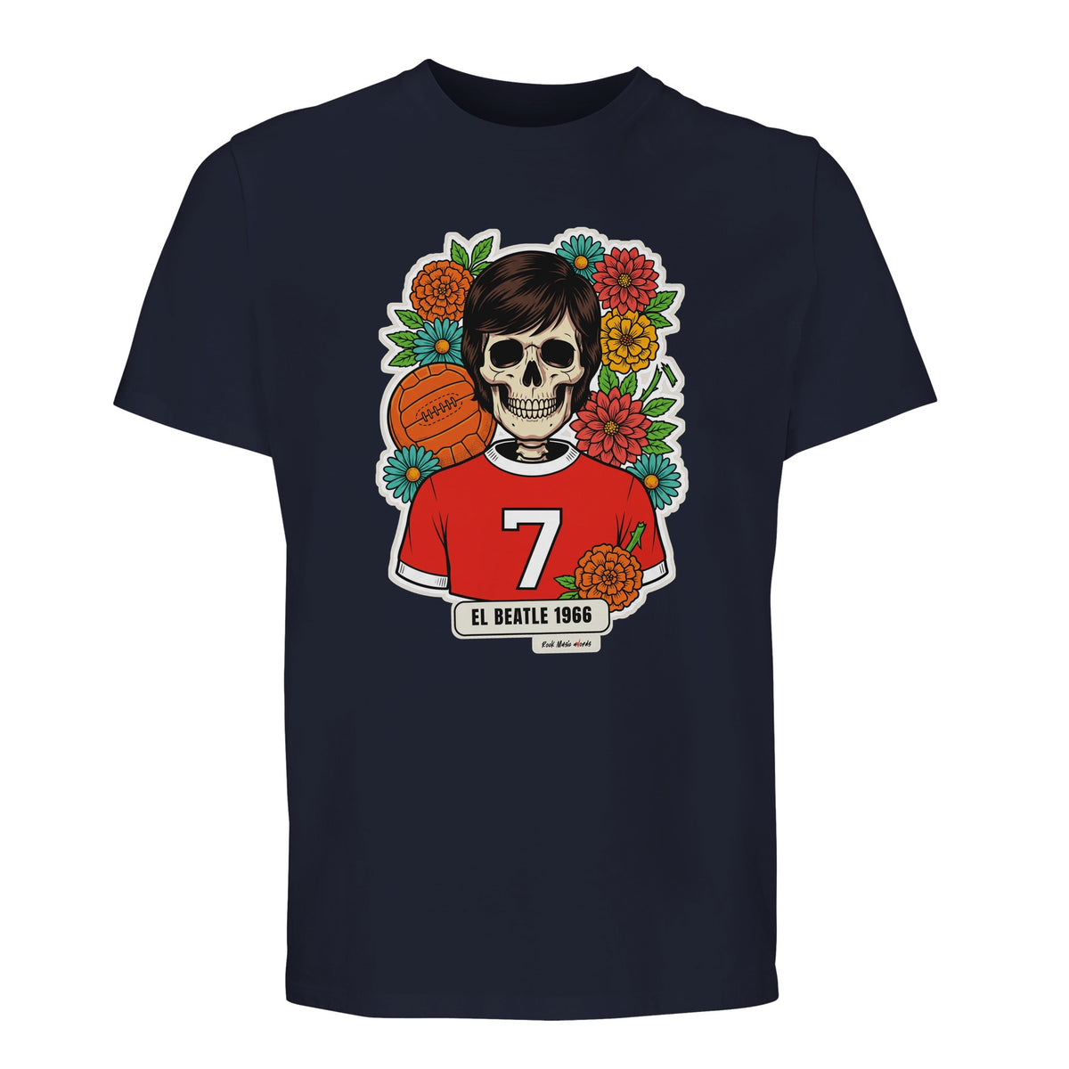 T-shirt Premium blu navy con la calavera El Beatle 1966