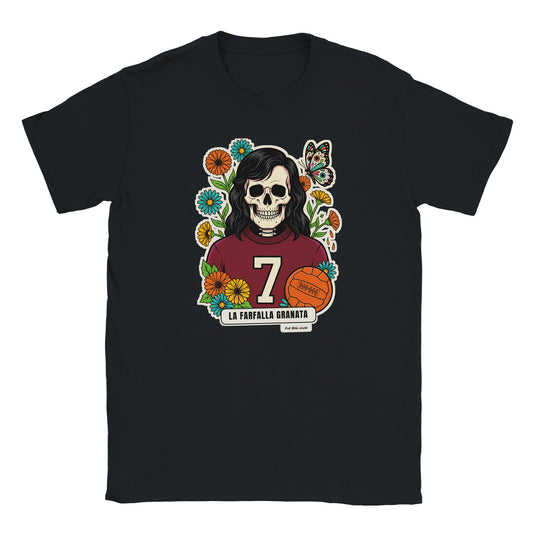 T-shirt nera con la calavera La Farfalla Granata