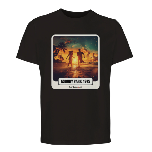 T-shirt premium Rock Art «Born to Run» (Asbury Park, 1975), colore Nero