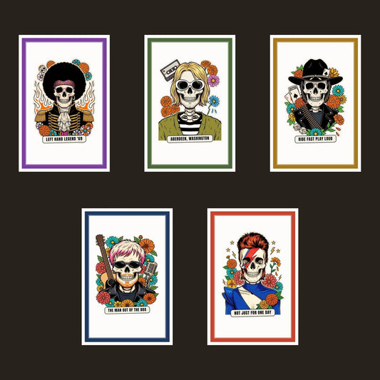 Le cinque Calaveras del Rock in card da collezione 10 x 15